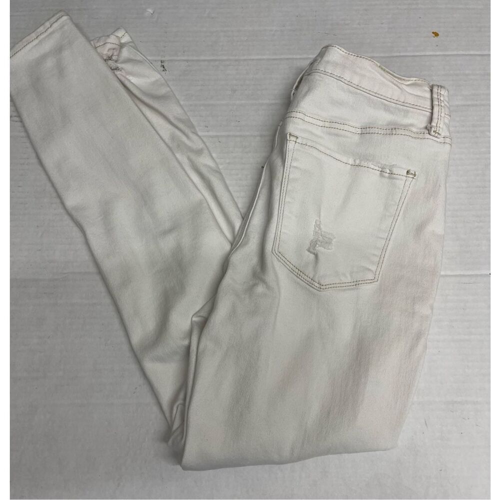 Mudd Womens High Rise Flex Stretch Jegging Denim Distressed Jeans Size 3 White A
